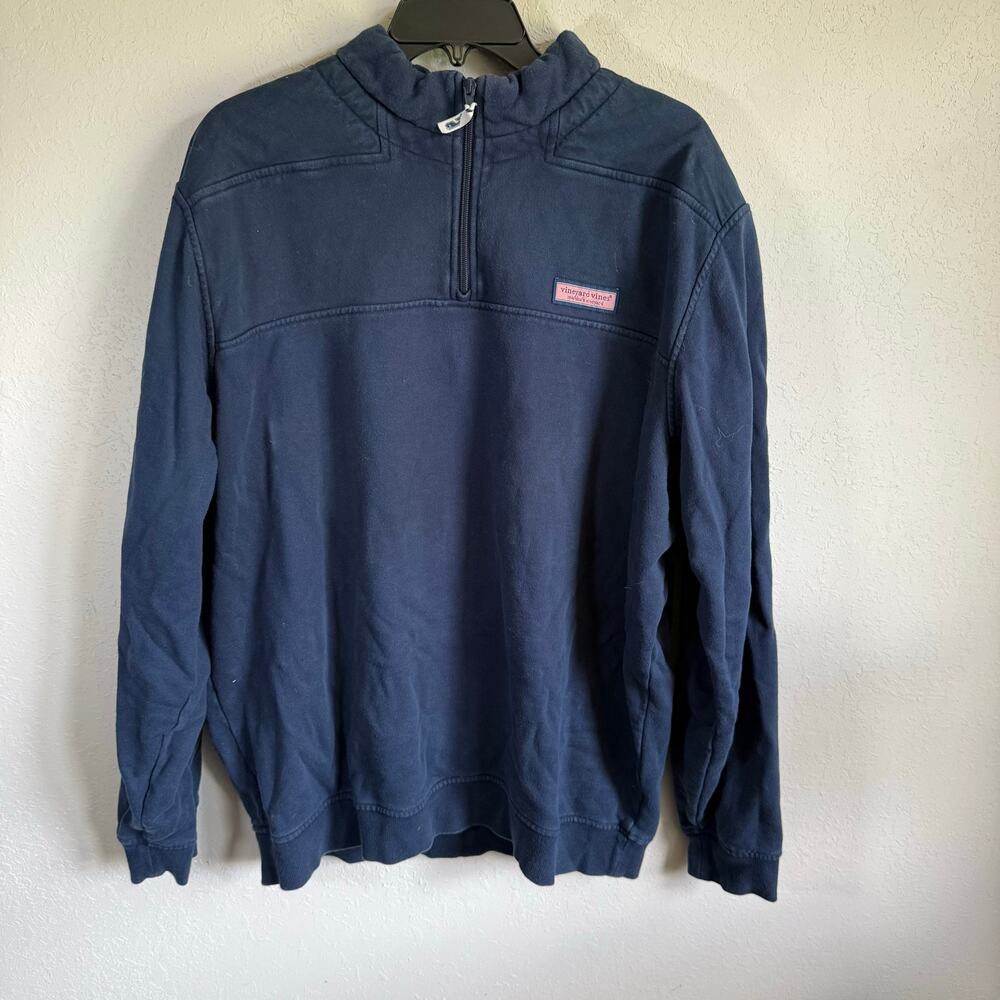 Mens XL Blue Vineyard Vines Preppy Fall Classic Heavyweight Quarter Zip Pullover